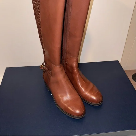 Cole Haan Isabel Stretch Knee High Brown Riding Boots - Picture 2 of 9